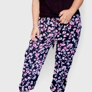 🎊3 FOR $10  CARISMA WOMENS XL PINK & BLACK FLORAL PAJAMA BOTTOMS